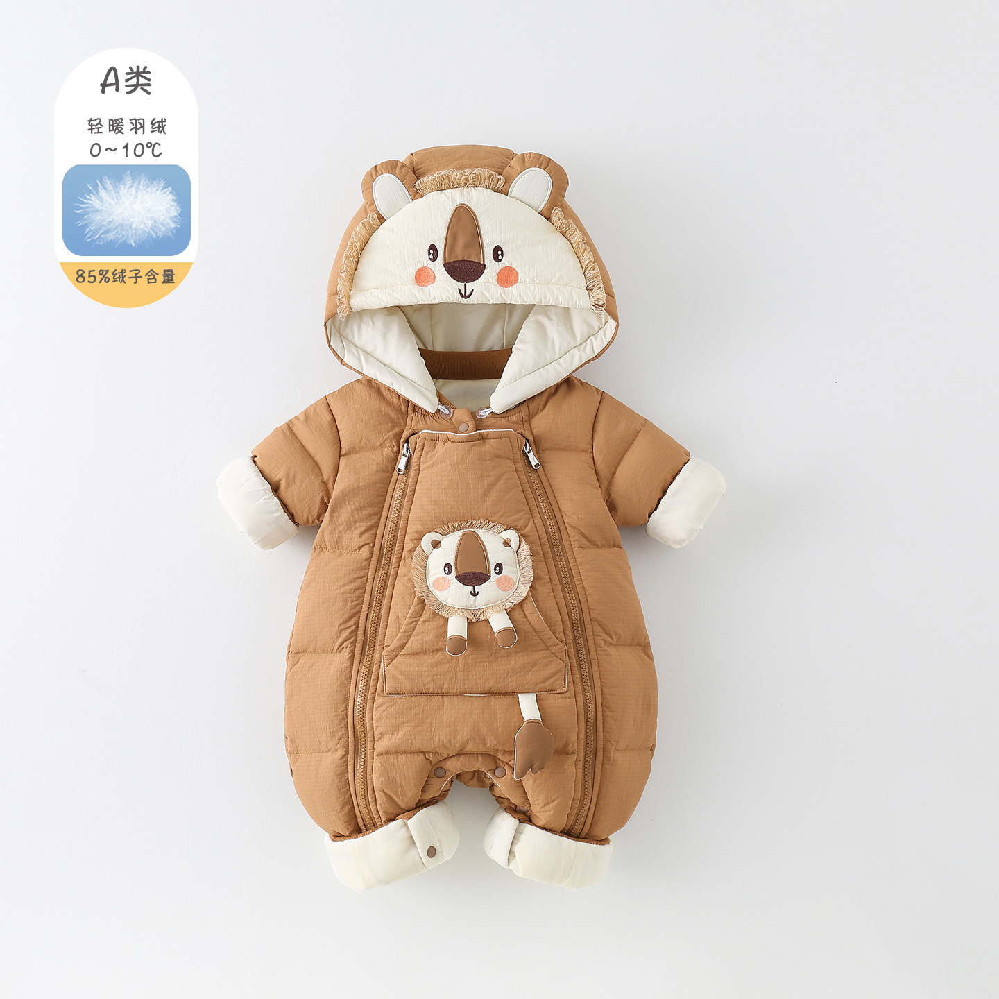 婴儿衣服冬装加绒加厚羽绒服连体衣卡通可爱男宝宝冬季外出服抱衣