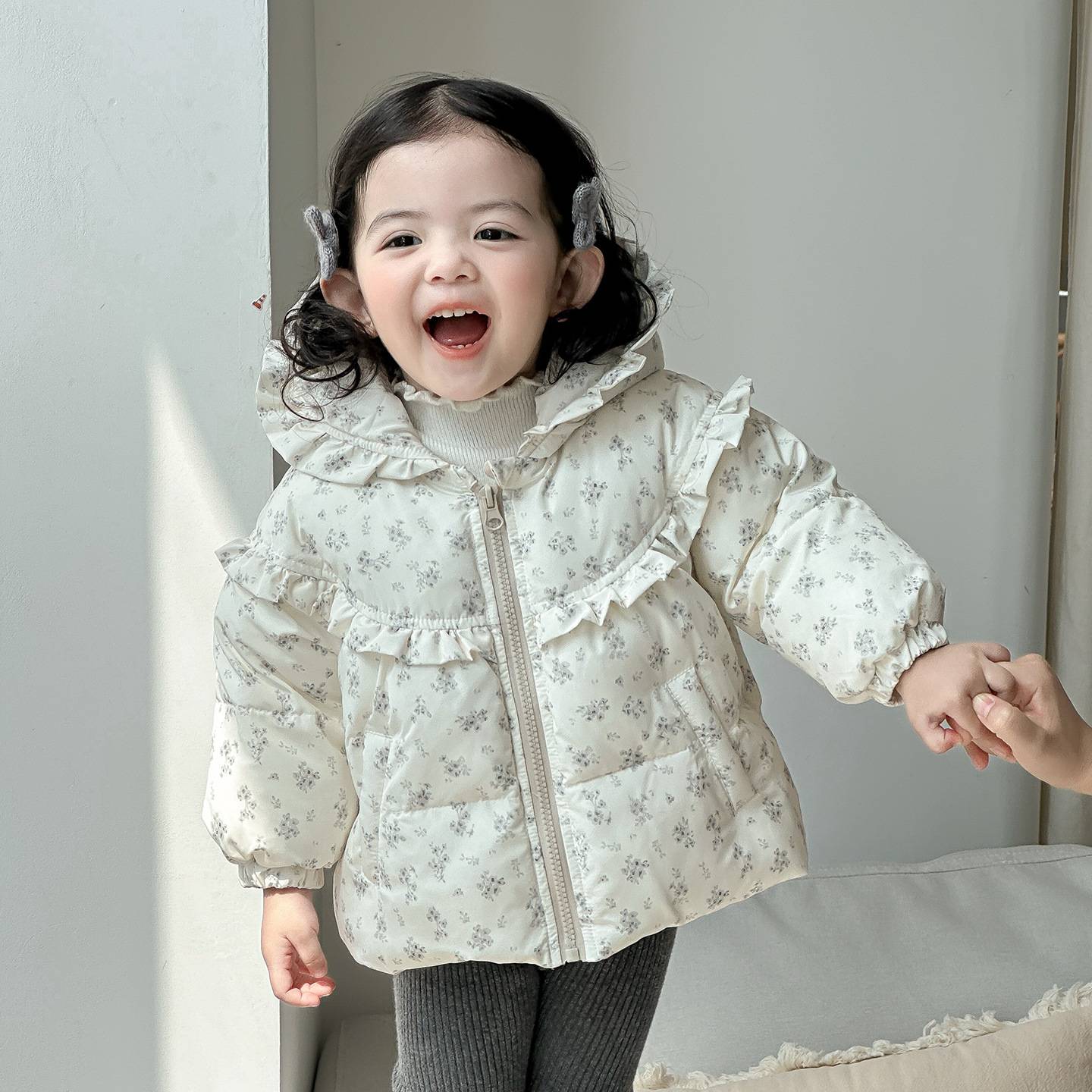 冬季新款婴幼儿加绒碎花棉服含+