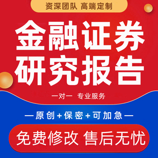 金融券商研报证券基金行业投资策略方案研究报告股票个股分析代写