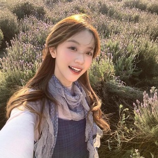 藤井树同款古早灰蓝色波点蕾丝边丝巾木耳边长款围脖薄款拍照围巾