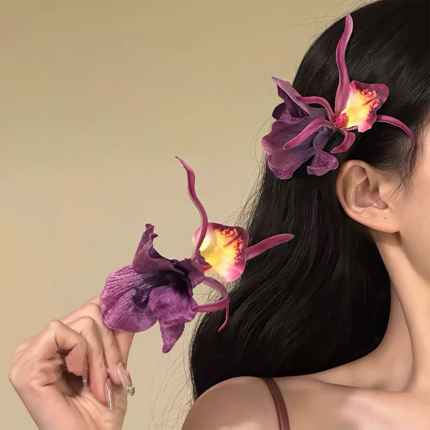 【迷雾藏香】超仙紫色蕙兰花朵发夹绝美氛围感发卡发饰,户外/登山/野营/旅行用品,旅行发卡,淘宝优惠券,粉丝福利购,淘宝优惠卷