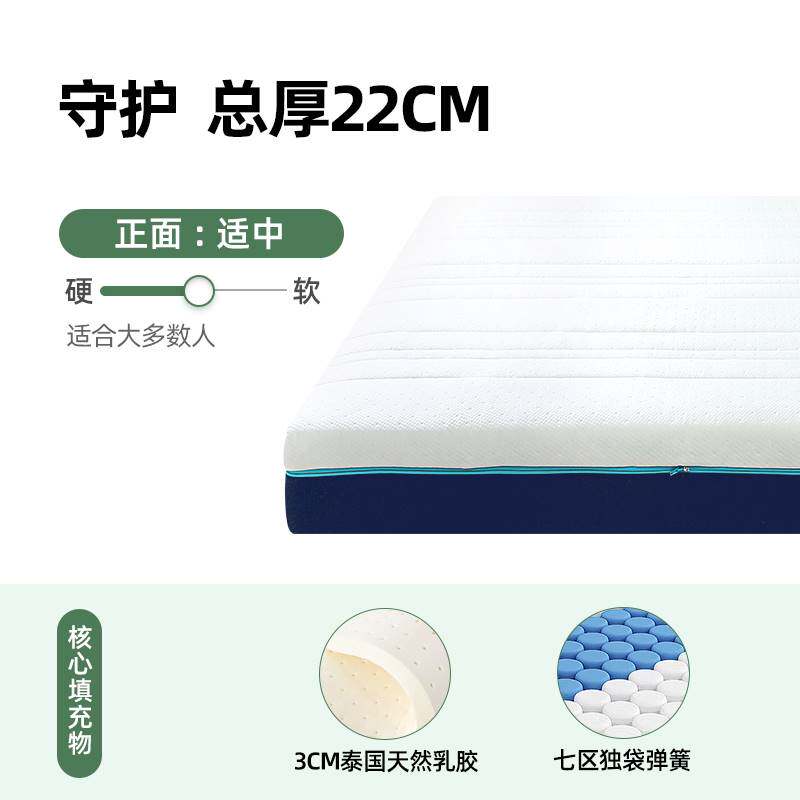 压缩卷包独立弹簧3cm泰国进口乳胶厚22cm床垫1.8m床 守护