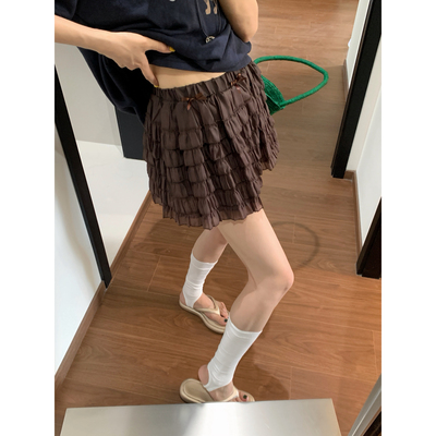 Vaoom-甜系少女心蝴蝶结设计松紧腰蛋糕层叠沙沙半身裙KA312