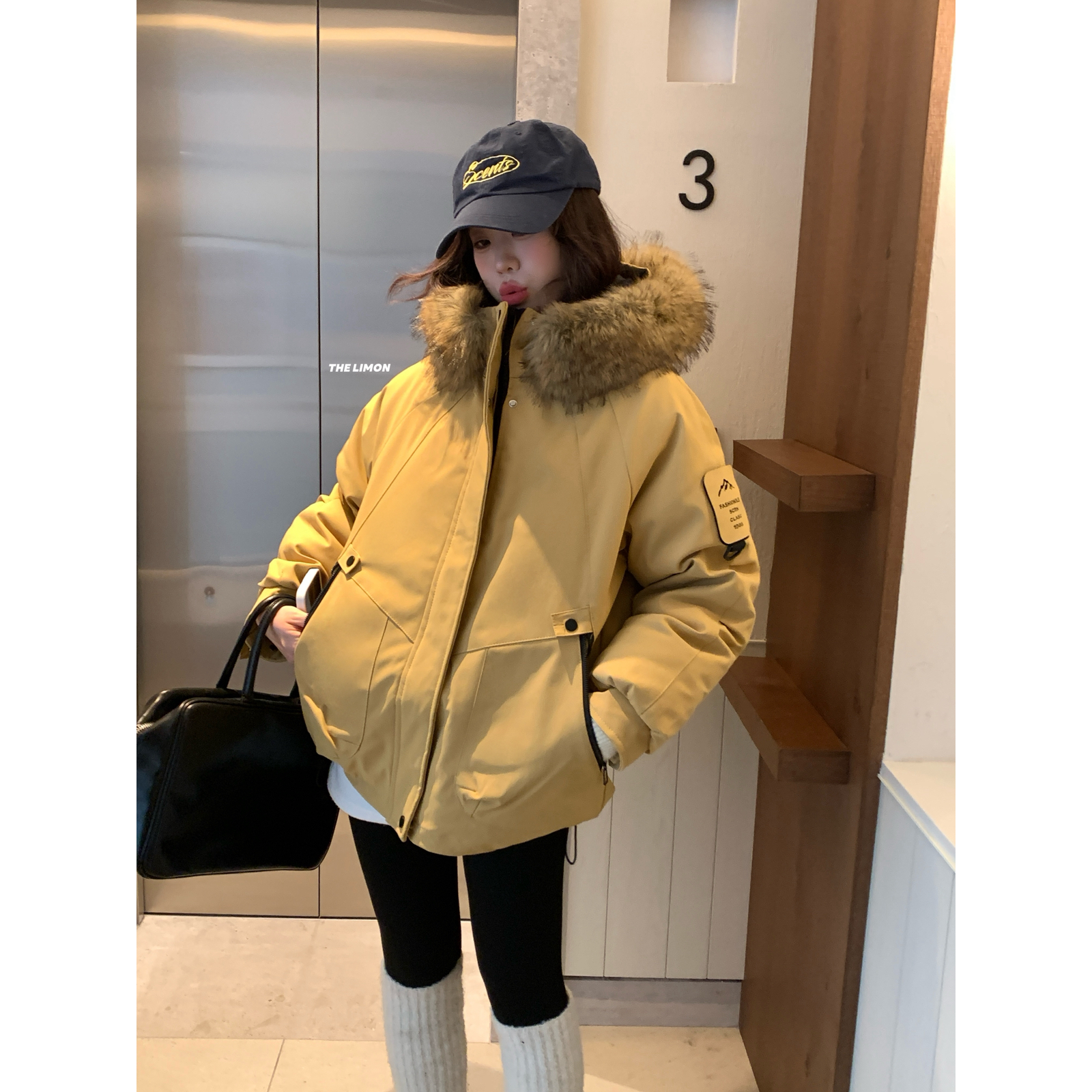 柠檬绿茶-保暖发热棉工装棉服(可拆卸毛领)TM-1270