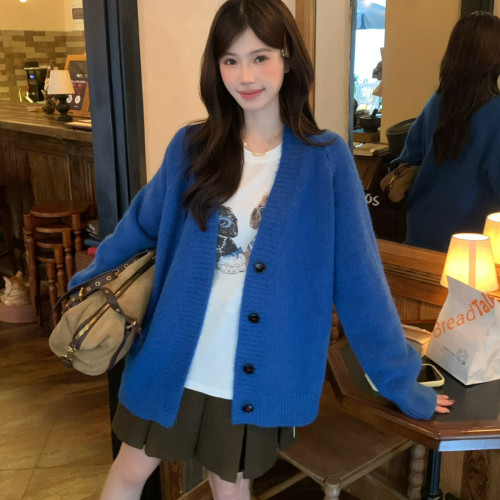 SUSAN-色彩系秋日战袍韩系慵懒风V领纱线宽松显瘦松弛感毛衣6832s