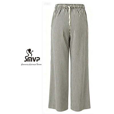 SMVP夏季黑白条纹直筒休闲裤女
