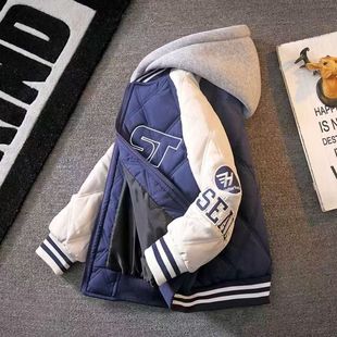 薄棉儿童棉服二棉2024新款 男童夹棉外套秋冬款 加厚棒球服棉衣冬季