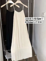 French high-end pleated halter dress for women, summer purple pure and elegant long dress, vacation-style atmosphere dress thumbnail 7