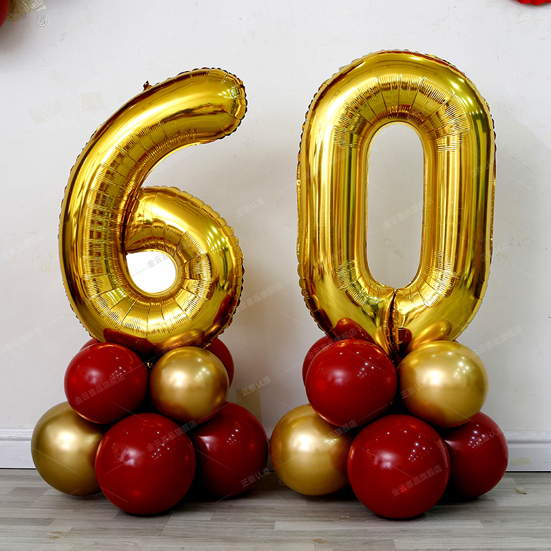寿宴生日布置气球背景墙老人六十寿字场景70妈80爸60大寿数字装饰