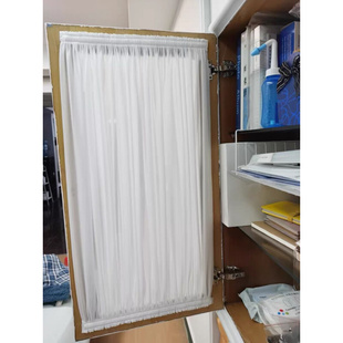 玻璃绷纱帘推拉移柜门遮挡窗纱厨房柜子半帘黏贴免打孔杆轻奢窗帘