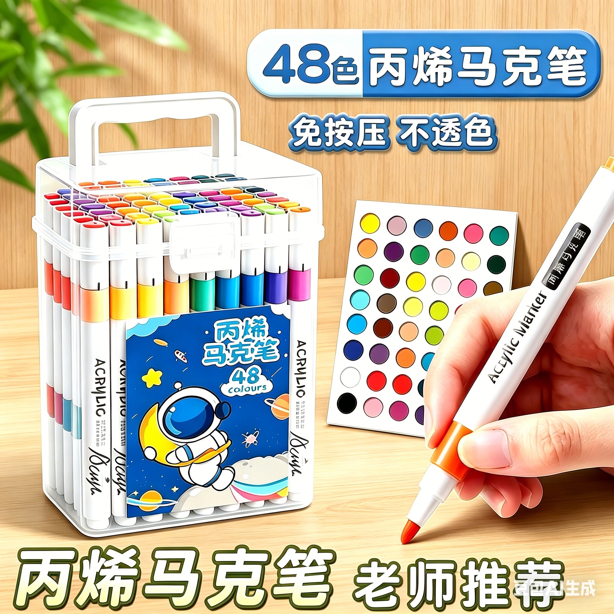 丙烯马克笔小学生专用美术可水洗不透色可叠色彩笔早教绘画文具