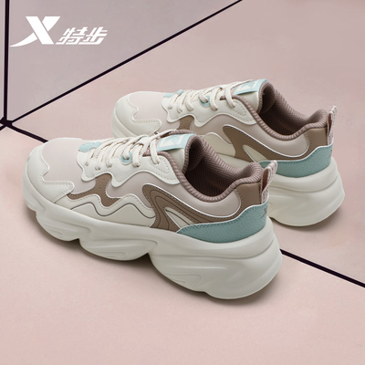 特步女鞋厚底休闲鞋2026年冬季新款透气老爹鞋官方正品百搭运动鞋