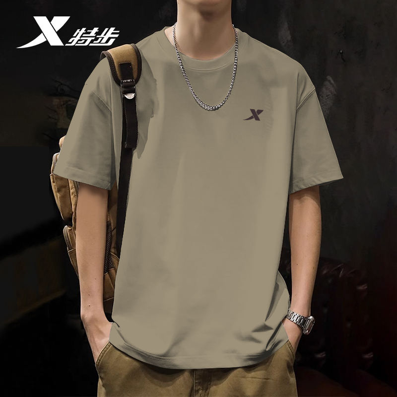 特步纯棉短袖t恤男装夏季透气
