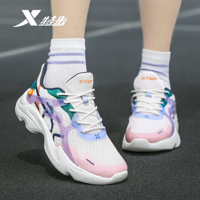 特步休闲鞋女鞋2025夏季网面透气