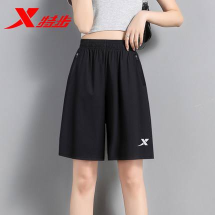 特步跑步短裤女2025夏季新款冰丝速干宽松中考体育训练运动五分裤