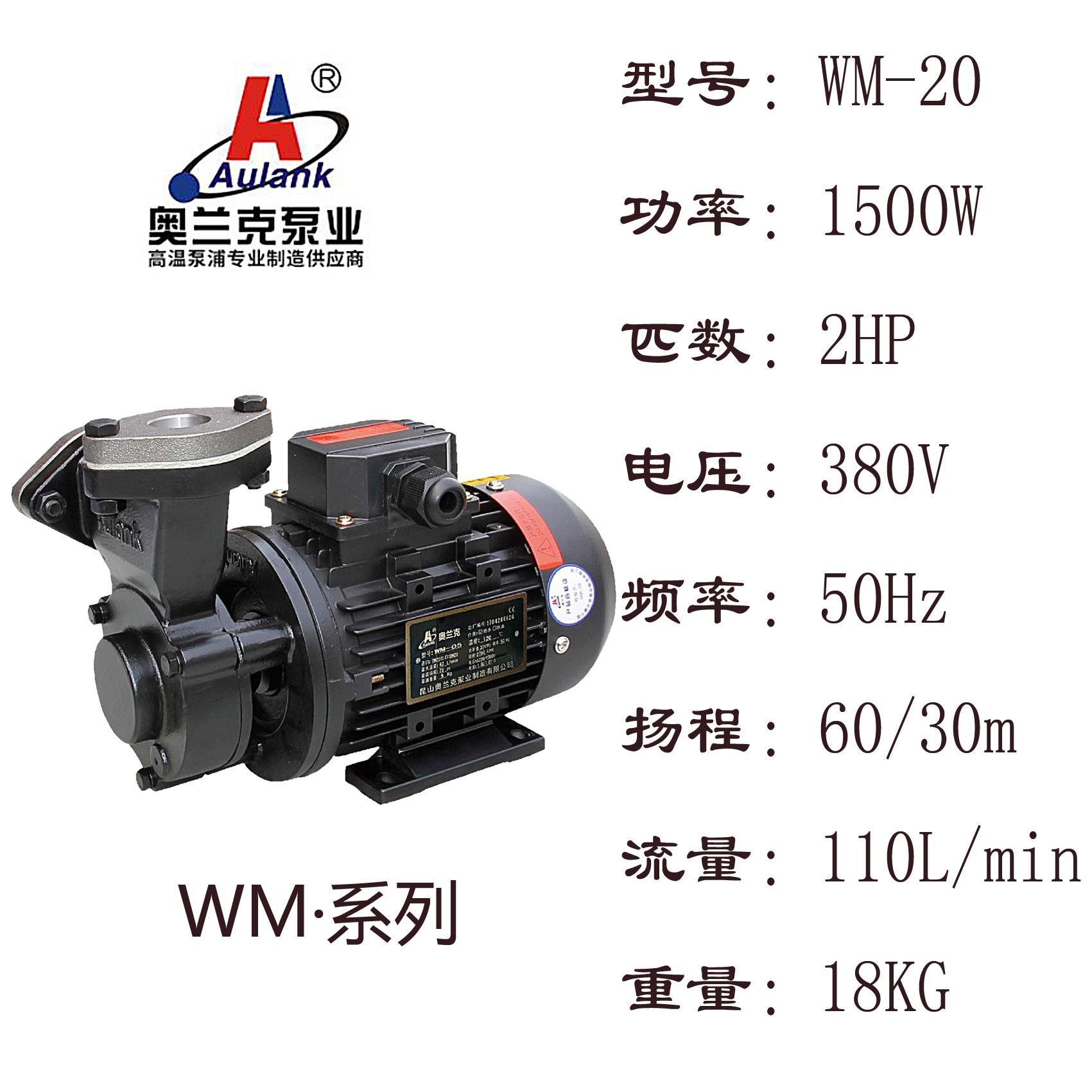 新款Aulank奥兰克高温模温机热水导热油泵WM-033S-05-10S-20-包邮