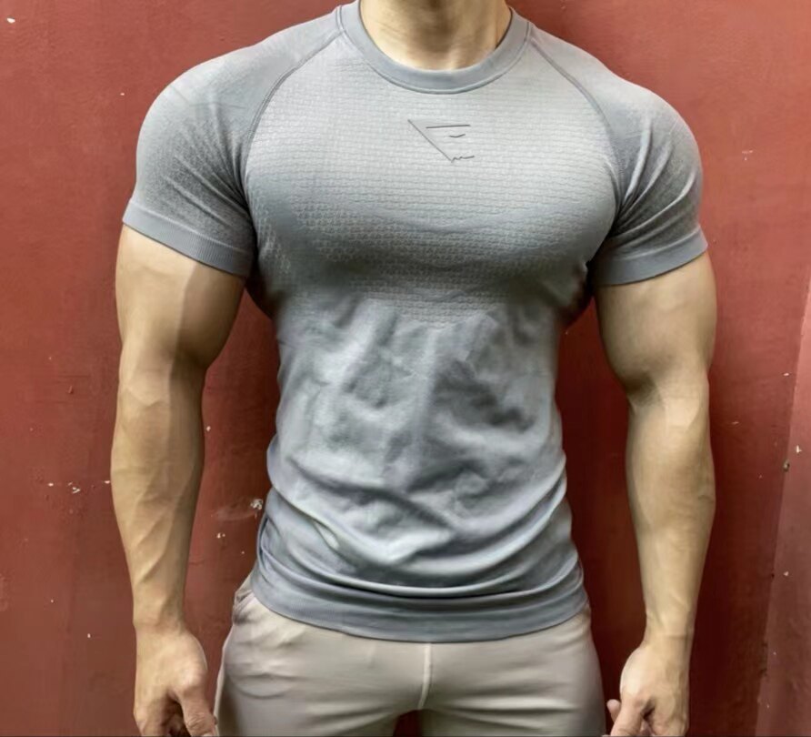 短紧身衣gymshark健身男弹力速干