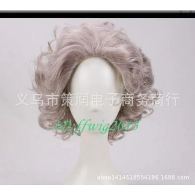2018wish欧美热销短发银灰色化纤高温丝女士假发款短发头套