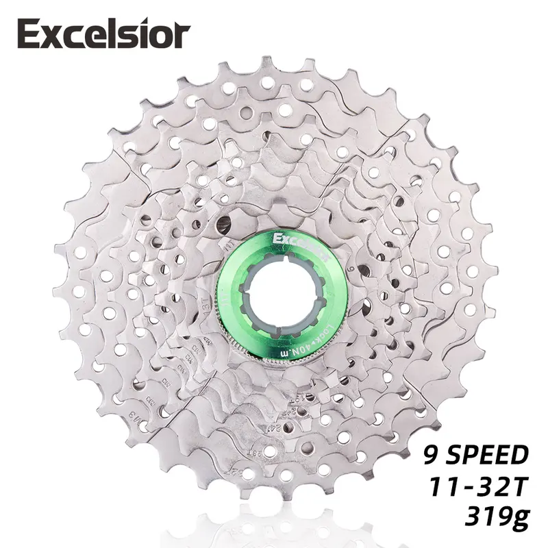 Excelsior自行车飞轮银色9速32T山地公路折叠车飞轮卡飞塔轮配件