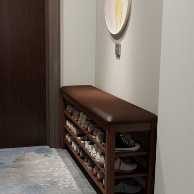 冬木实木换鞋凳家用门口可坐鞋柜坐凳一体入门鞋架穿鞋凳进门凳子