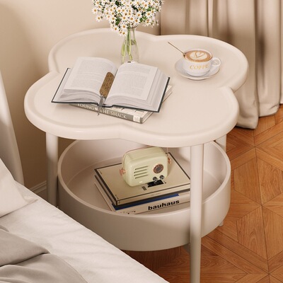 床头柜家用沙发小型边几置物架主卧室阳台迷你桌子奶油风收纳柜子