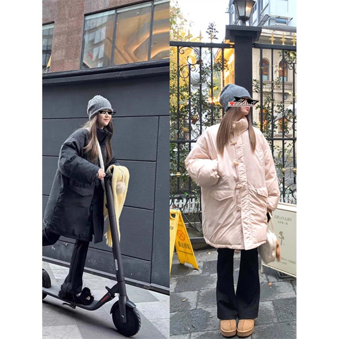 HEYGIRL黑哥 安心小被子 牛角扣设计工装羽绒服女冬保暖休闲外套