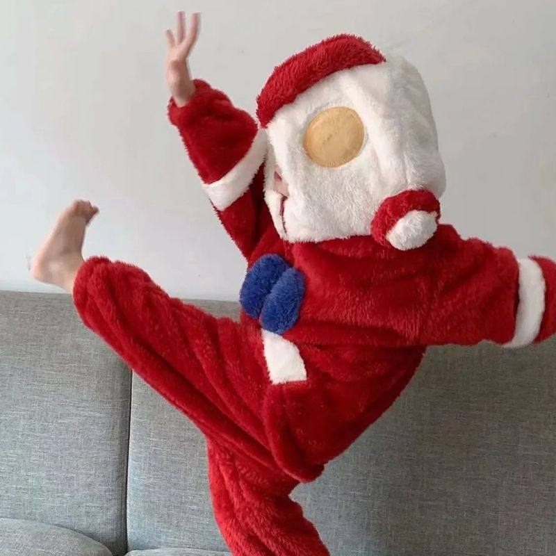 奥曼儿童珊瑚绒睡衣秋冬加厚男童法兰绒宝宝可爱超萌连体衣外出