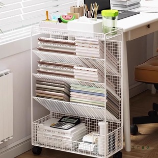 小书架可移动书桌旁小书架书柜侧边书架置物架落地桌边书柜收纳柜