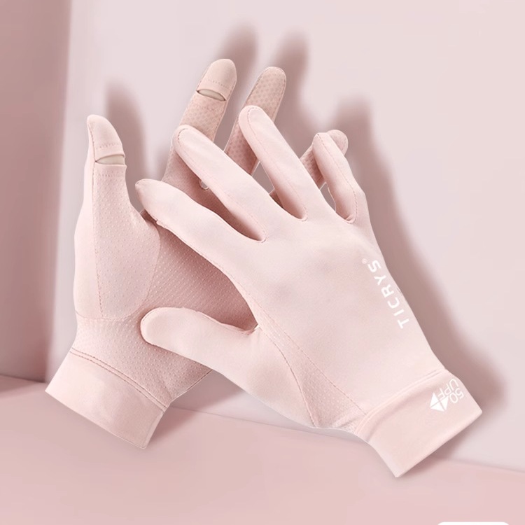 骑行冰丝开车防晒手套女夏季跑步儿童半指可触屏防滑均码