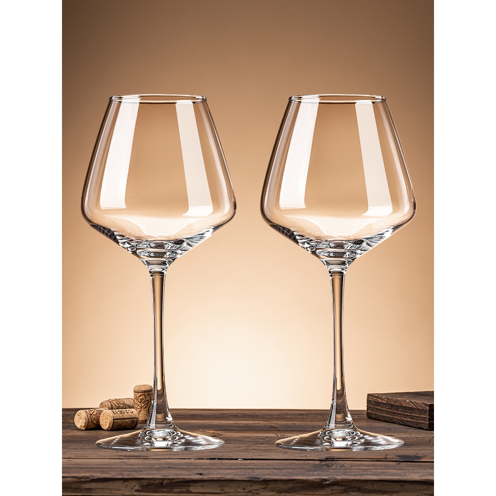 6只套装勃艮第红酒杯家用轻奢感摆件新款水晶葡萄酒杯高脚杯