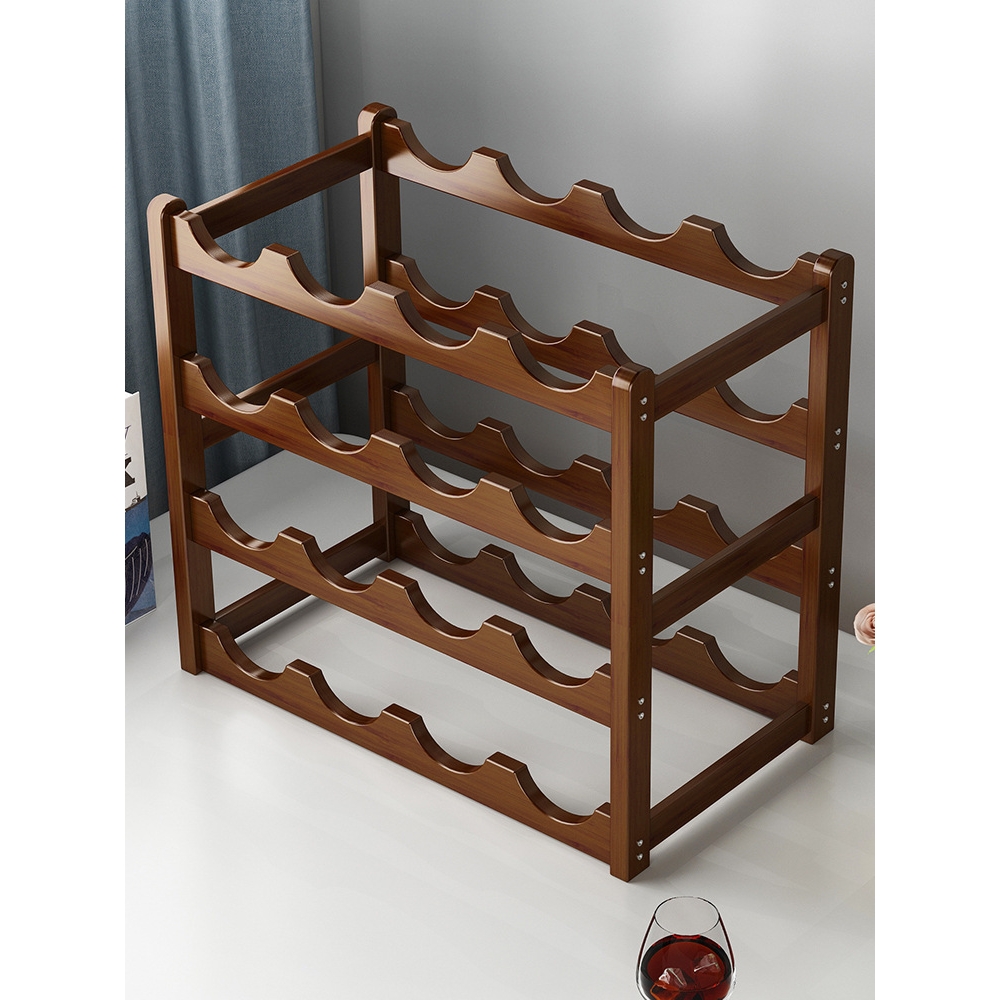 简易酒架置物架实木酒柜红酒展示架家用摆件吧台小型葡萄酒摆放架