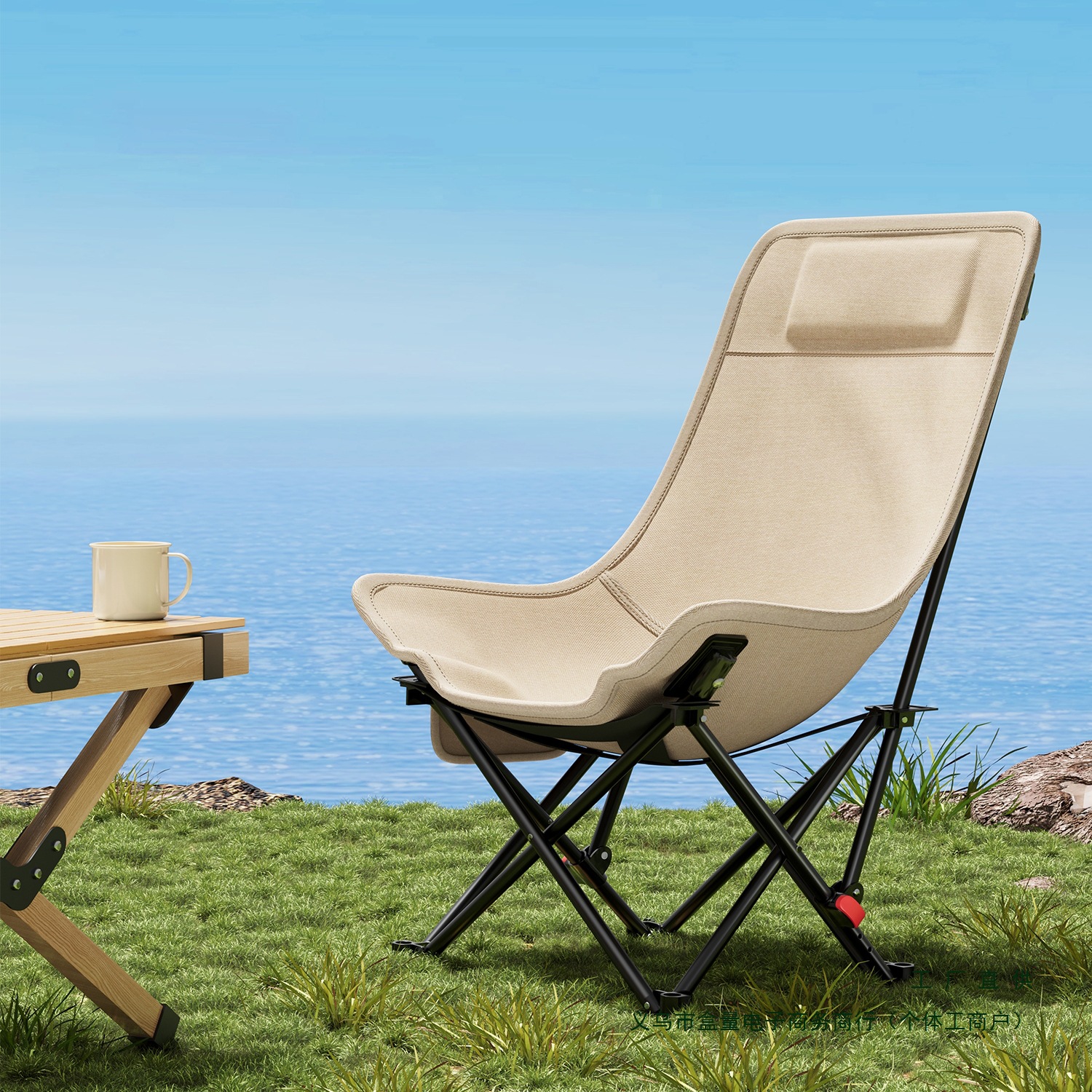 户外折叠椅月亮椅可调节靠背椅露营椅野餐凳子便携懒人椅钓鱼椅子