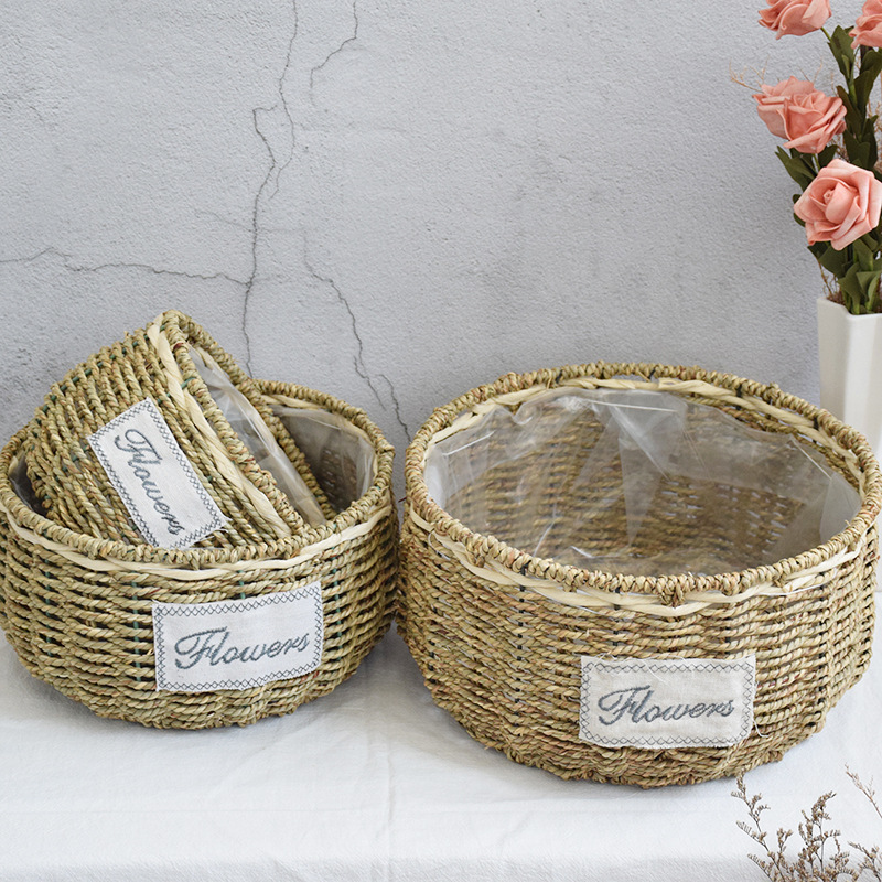 编织花盆草编藤编花篮手工柳编绿萝插花多肉绿植摆件手提壁挂装饰