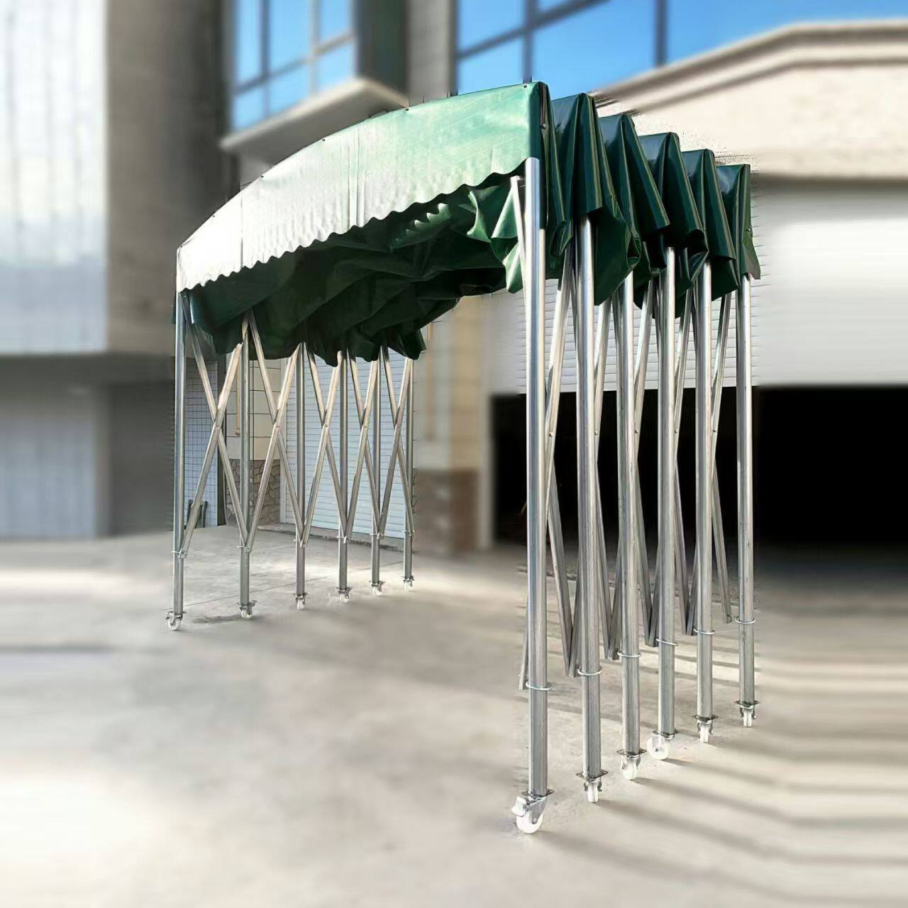 户外大型仓库雨蓬收缩活动推拉雨棚夜宵排挡帐篷移动式停车遮阳棚