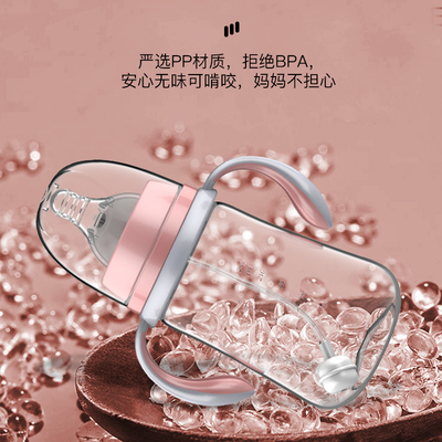 奶瓶塑料pp宽口径大宝宝防胀气耐摔新生婴儿童鸭嘴吸管杯喝奶金小