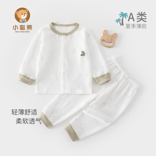 小聪熊婴儿衣服夏季薄款分体套装