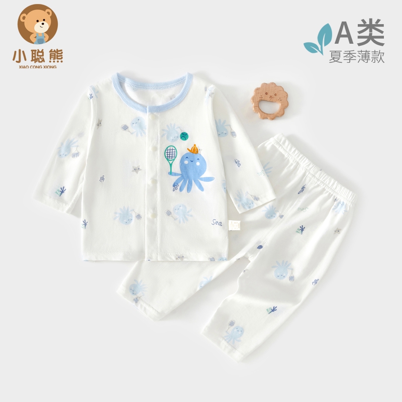 小聪熊婴儿衣服纯棉夏季薄款套装