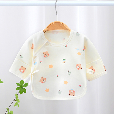 四季款新生儿纯棉半背衣A类无骨婴儿单上衣贴身打底刚出生宝宝衣