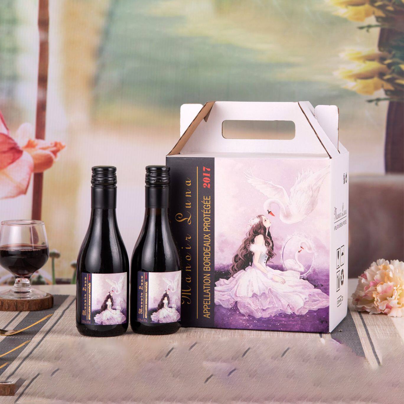 法国进口媂娜庄园赤霞珠梅洛葡萄酒187ml小瓶干红13.5度6/24瓶装