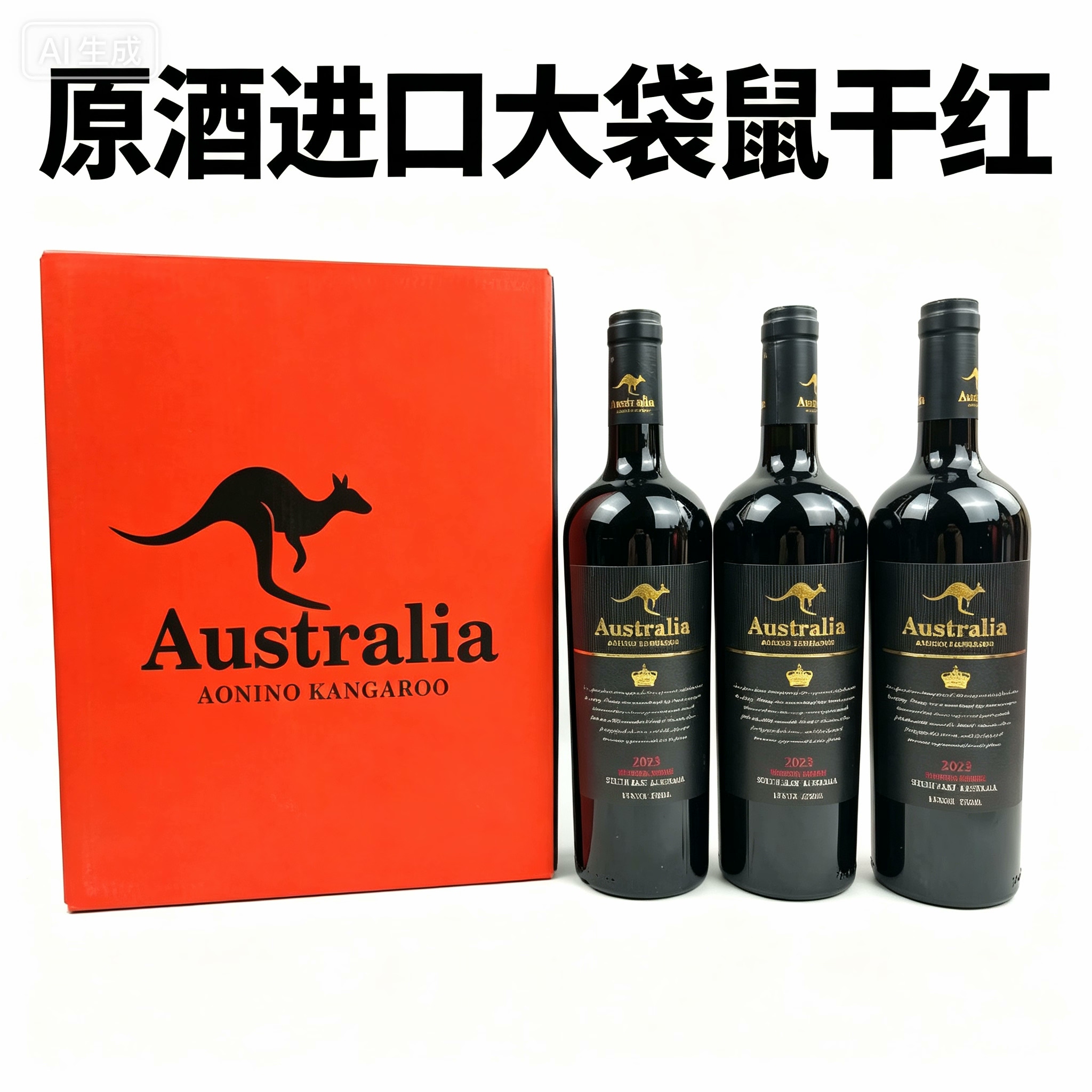 澳尼诺澳洲进口大袋鼠西拉干红15度750ml*6瓶
