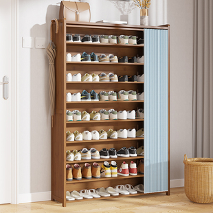 鞋架子家用室内门口多层鞋柜楠竹防尘帘经济型分层隔板简易收纳架