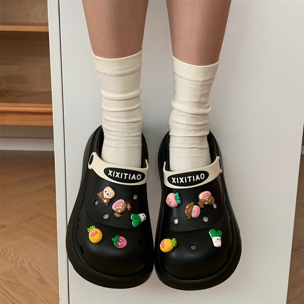 细细条女生EVA软底香肠嘴洞洞鞋
