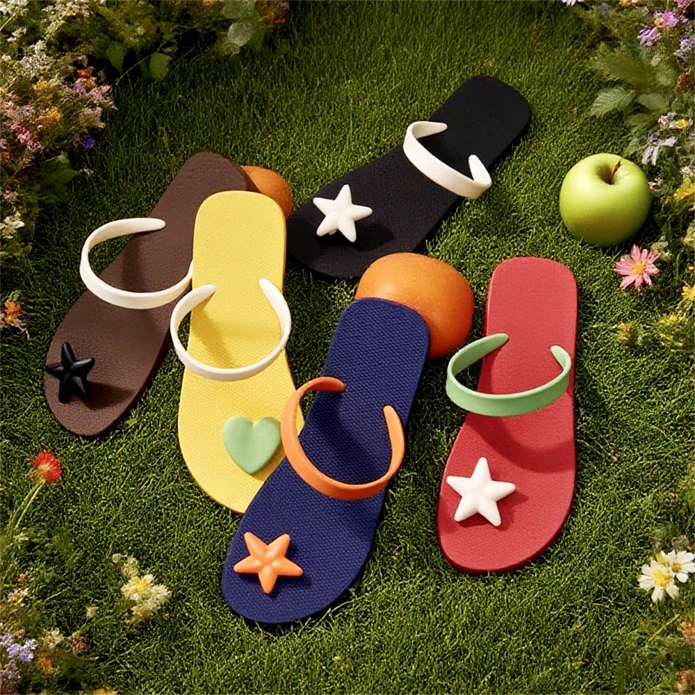 韩系学生网红度假风凉拖鞋女夹脚沙滩个性海边夏天爱心星星人字拖,女鞋,人字拖,淘宝优惠券,粉丝福利购,淘宝优惠卷