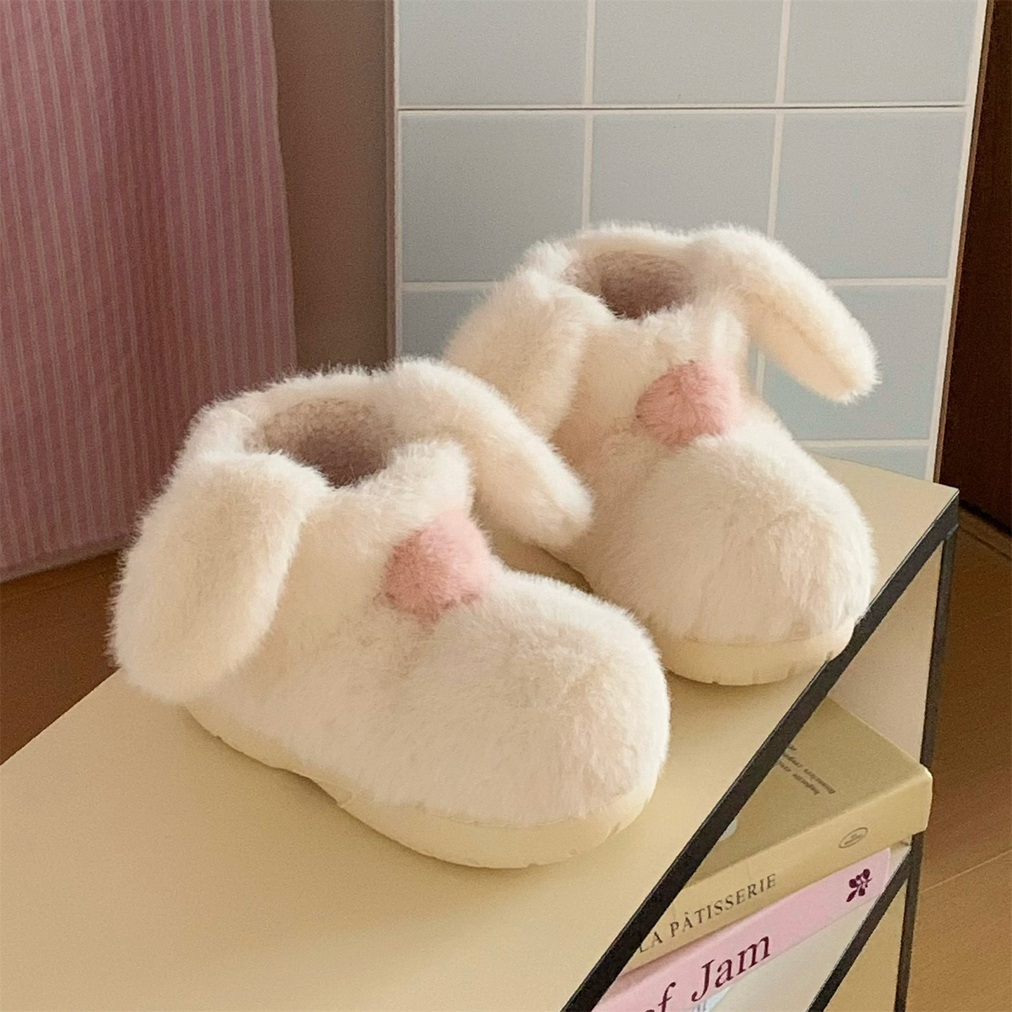 可爱小兔耳朵儿童软萌毛毛靴子