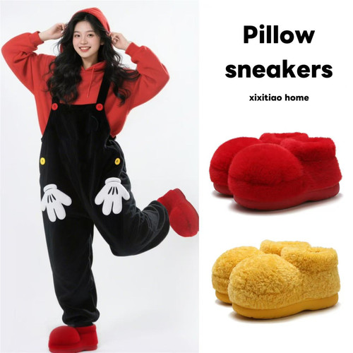 可爱大头毛毛靴保暖防滑短筒棉鞋