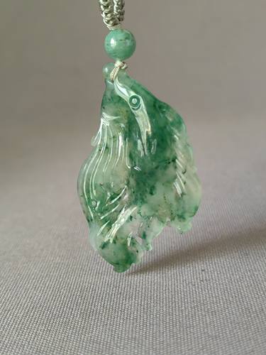 独山玉收藏级标本级冰底老天蓝料连年有余佩，冰冰润润，色翠色美