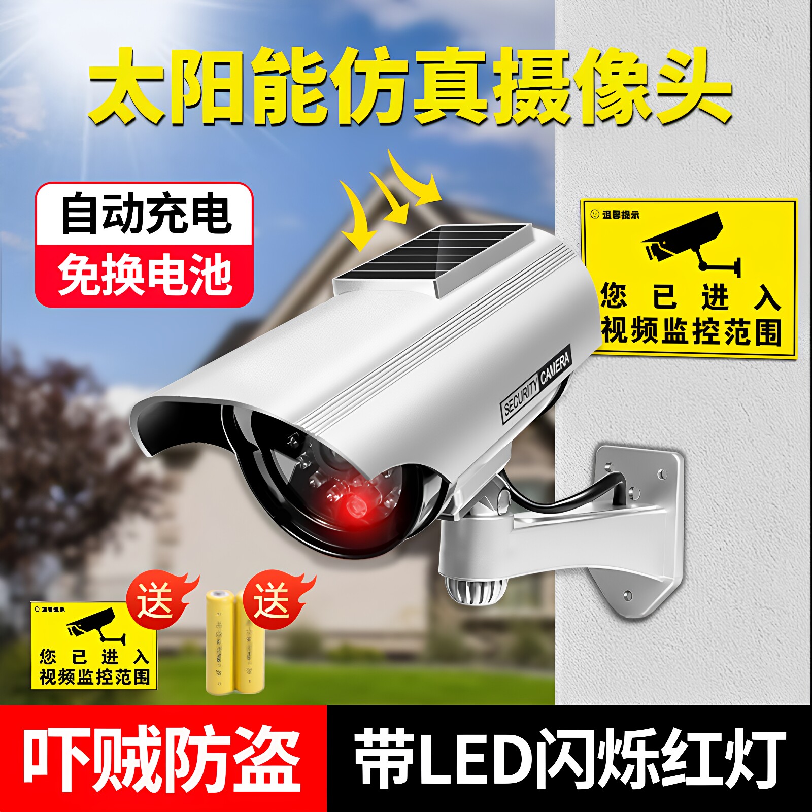 亦真防雨仿真监控灯家用防盗