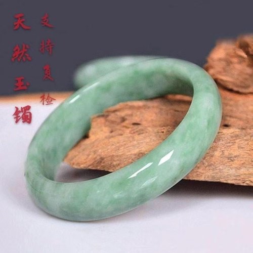 天然正品A 货玉镯翡翠色玉手镯贵州翠旺夫女款浅绿飘花玉镯子真玉