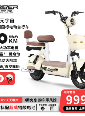 永久电动自行车新新国标可上牌电动车400W轻便电瓶车