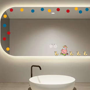 海绵宝宝玻璃贴纸简约镜子卡通派大星趣味浴室镜面装 饰搞笑防水贴